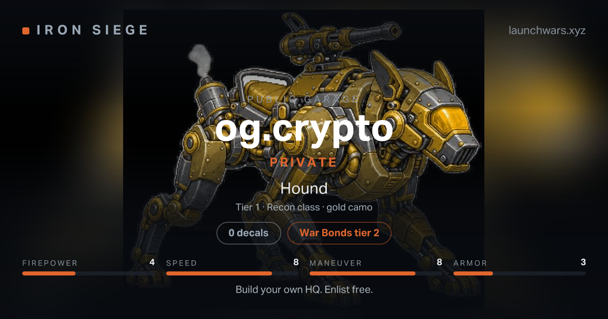 Share card for og.crypto: Private, fielding the Hound.